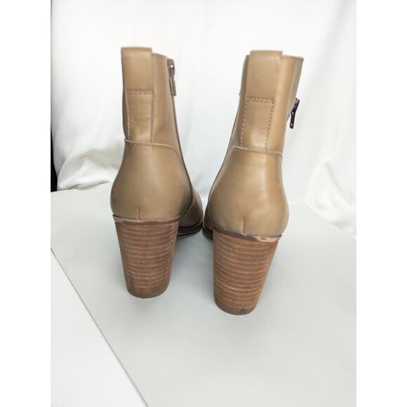 Naturalizer Kala Ankle Boots Womens 8M Beige-Brown Leather Block Heel Western - Picture 3 of 8
